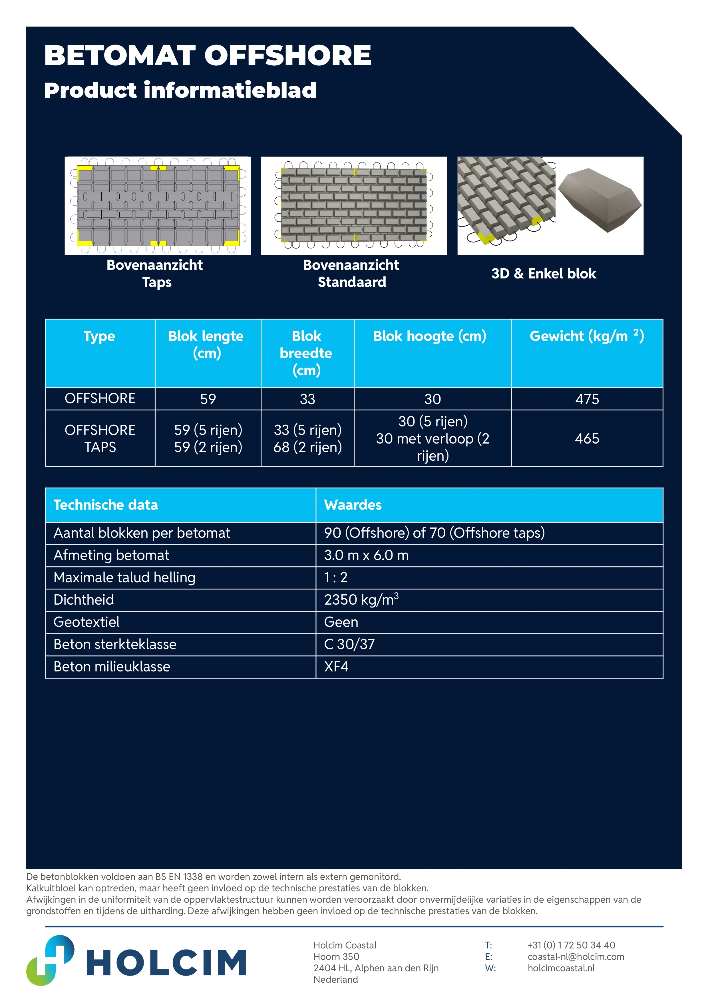 Holcim product datasheet Betomat Offshore betonblokkenmat