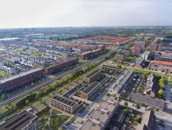 Luchtfoto van de grondgebonden nieuwbouwwijk HeemAvenue