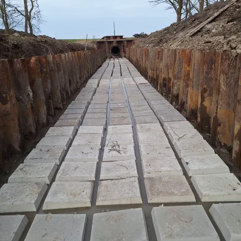 Betonblokkenmat type TB-G in de goot