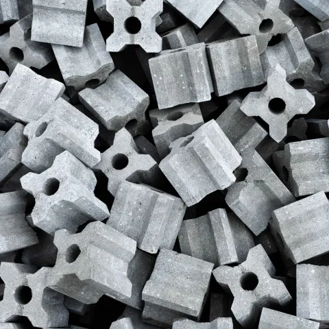 Bovenaanzicht van geplaatste Xstone blokken